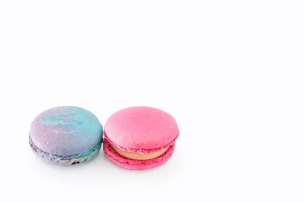 Süße Bunte Macarons Isoliert Auf Weißem Hintergrund Leckere Bunte Makronen — Stockfoto