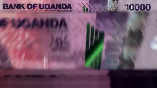 Uganda Pieniądze Shilling Maszyny Liczenia Pieniędzy Banknotami Szybka Rotacja Banknotów — Wideo stockowe