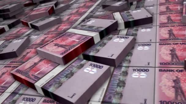 Uganda Pénz Shilling Bankjegycsomag Hurok Ugx Pénzkötegek Üzleti Gazdasági Banki — Stock videók
