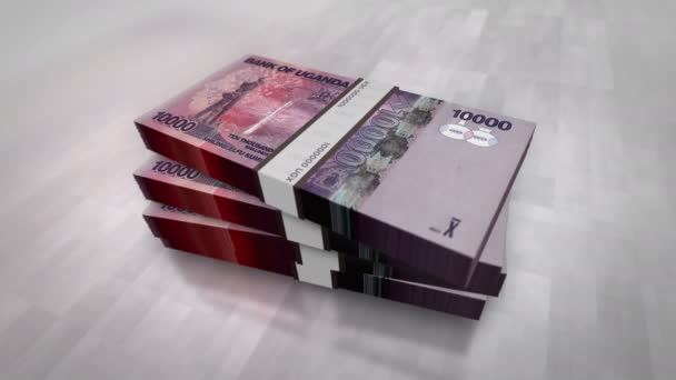 Uganda Pénz Shilling Pénz Halom Csomag Gazdaság Bankok Üzleti Élet — Stock videók