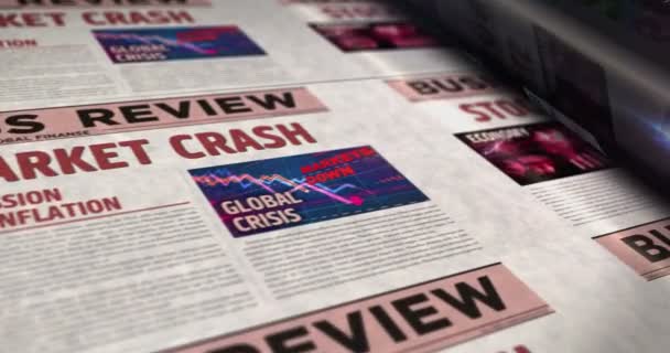Аварія Фондовому Ринку Рецесія Бізнес Криза Щоденного Друку Газет Абстрактна — стокове відео