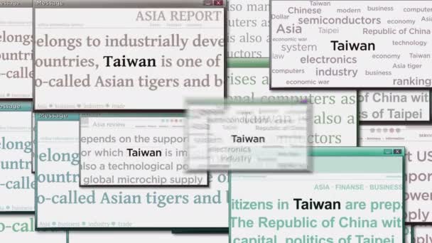 Tayvan Ekonomisi Tayvan Ekonomisi Bilgisayar Ekranında Siyaset Medya Boyunca Haber — Stok video