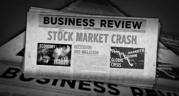 Падіння Фондового Ринку Рецесія Бізнес Криза Старовинні Новини Газетний Друк — стокове фото