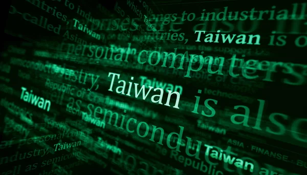 国际媒体关于台湾 台湾经济和政治的头条新闻 噪声显示新闻标题的抽象概念 电视故障效应3D图解 — 图库照片