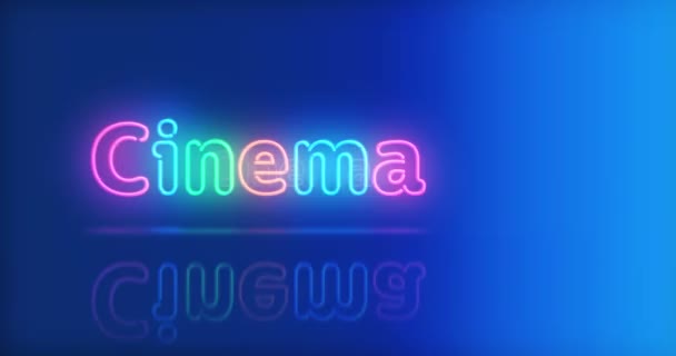 Bio Neon Symbol Glödlampor Retro Stil Film Och Underhållning Abstrakt — Stockvideo