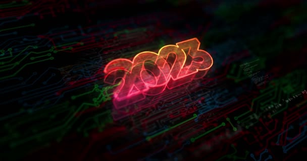 2023 Ano Futurista Novo Neon Colorido Símbolo Conceito Rede Tecnologia — Vídeo de Stock