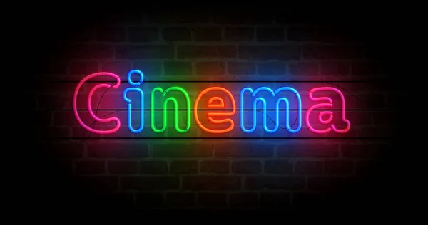 Cinema Neon Symbol Retro Style Film Entertainment Light Color Bulbs — Stock Photo, Image