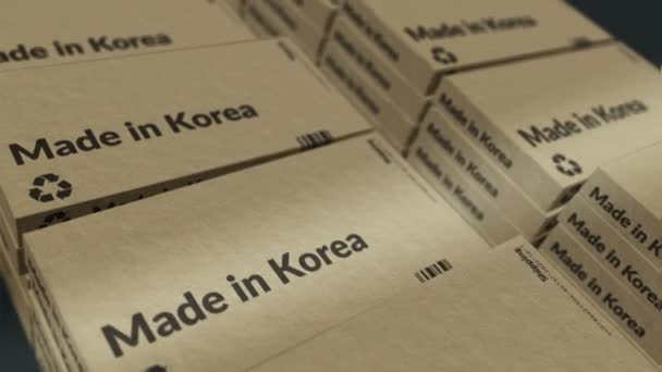 Виробляється Кореї Виробництво Доставка Фабрика Продукції Імпорт Експорт Абстрактна Концепція — стокове відео