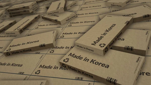 Koreai Dobozgyártásban Készült Gyártás Szállítás Termékgyár Import Export Absztrakt Fogalom — Stock Fotó