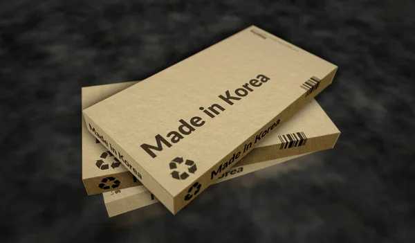 Linea Produzione Scatole Made Korea Produzione Consegna Fabbrica Prodotti Importazione — Foto Stock
