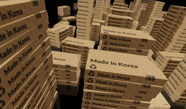 Сделано Корее Линии Производству Коробок Производство Доставка Фабрика Продукции Импорт — стоковое фото