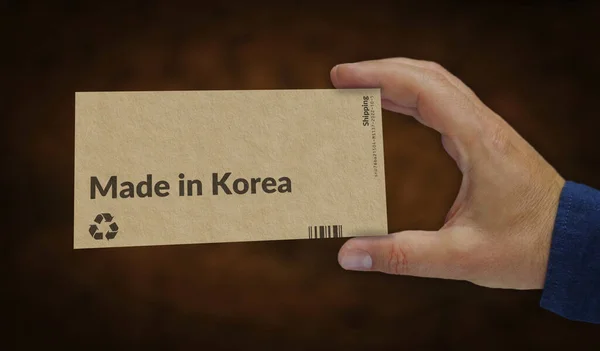 Kore Yapımı Bir Kutu Üretim Teslimat Ürün Fabrikası Ithalat Ihracat — Stok fotoğraf