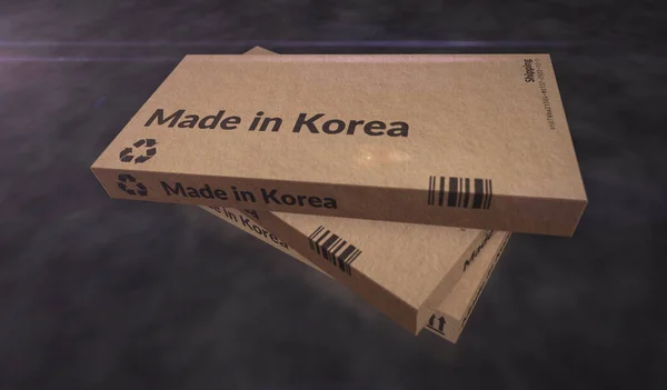 Wyprodukowano Koreańskiej Linii Produkcyjnej Pudełek Produkcja Dostawa Fabryka Import Eksport — Zdjęcie stockowe