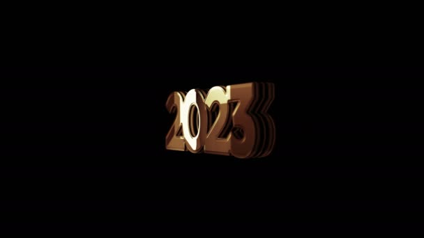 2023 Année Futuriste Nouveau Néon Doré Métal Brillant Symbole Rotatif — Video