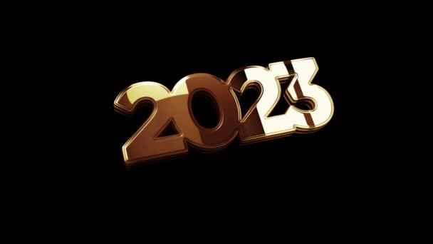 2023 Χρόνια Φουτουριστικό Νέο Νέον Χρυσό Μέταλλο Λάμψη Έννοια Σύμβολο — Αρχείο Βίντεο