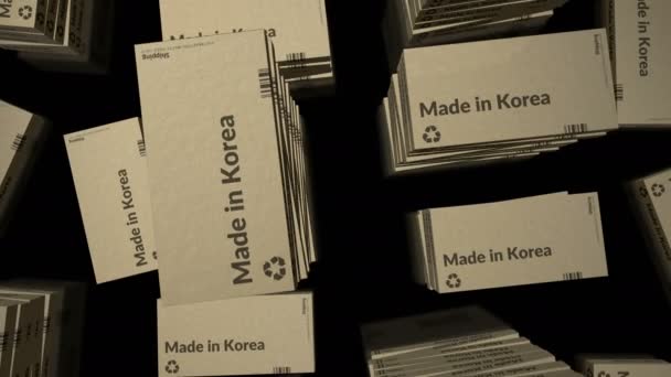 Сделано Корее Линии Производству Коробок Производство Доставка Фабрика Продукции Импорт — стоковое видео