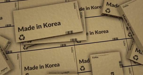 Hecho Corea Línea Producción Caja Fabricación Entrega Fábrica Productos Importación — Vídeos de Stock