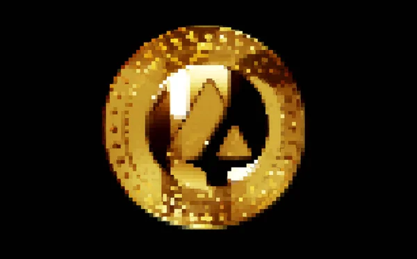 Avalanche Avax Cryptocurrency Gold Coin Retro Pixel Mosaic 80S Style — Stock Photo, Image