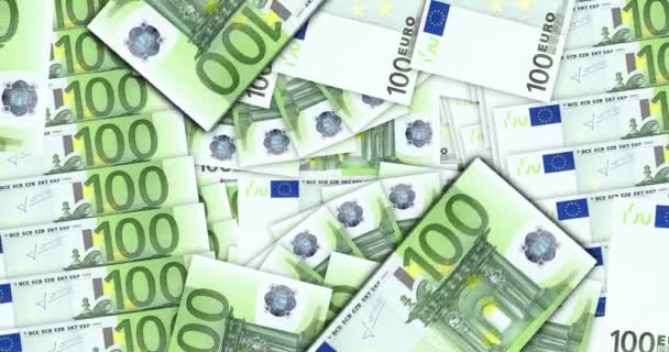 Банкноты Евро Цикле Мозаики Денежного Вентилятора Европейский Союз 100 Eur — стоковое видео