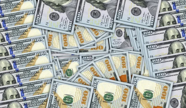 Dollár Bankjegyek Egy Készpénz Rajongó Mozaik Minta Hurokban 100 Dolláros — Stock Fotó