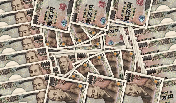現金ファンモザイクパターンループで日本円の銀行券 日本円10000円券 経済装飾デザインの抽象概念背景3Dイラスト — ストック写真