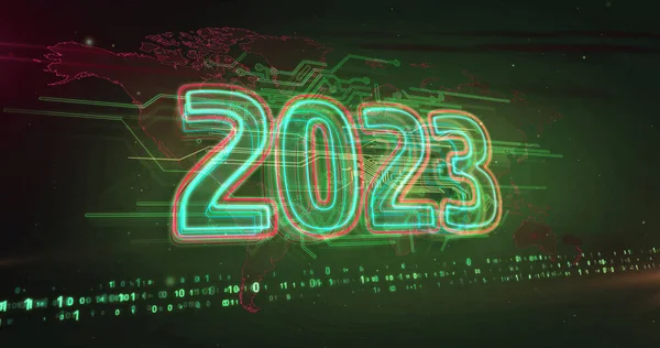 2023 Años Nuevo Concepto Diseño Digital Ilustración Futurista Abstracta Estilo — Foto de Stock