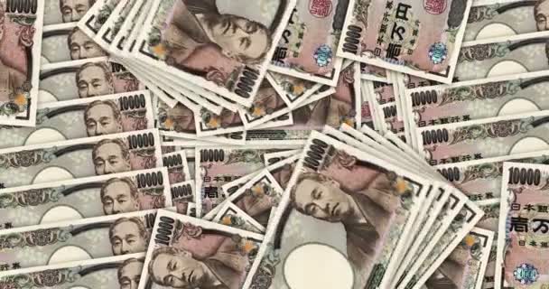 Японські Банкноти Мозаїчному Картинному Конверті Грошовим Вентилятором Японія Yen 10000 — стокове відео