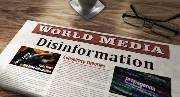 Disinformation Fake News Manipulation Propaganda Newspaper Print Vintage Press Abstract — Foto de Stock