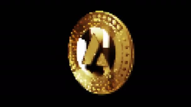 Avalanche Avax Криптовалюта Золота Монета Стилі Ретро Піксельної Мозаїки Обертається — стокове відео