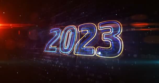 2023 Χρόνια Νέο Κυβερνοσχέδιο Animation Έννοια Αφηρημένη Loopable Και Απρόσκοπτη — Αρχείο Βίντεο