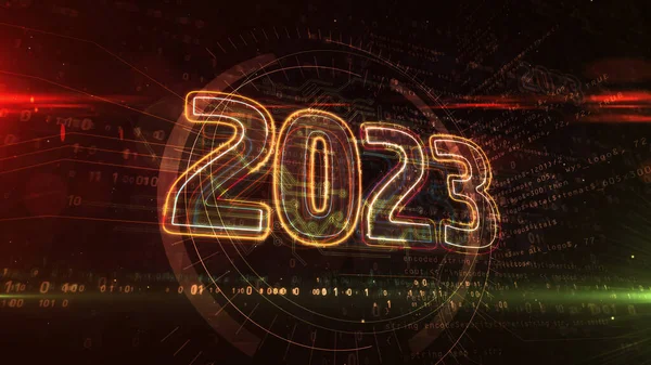 2023 Έτος Νέα Ψηφιακή Έννοια Σχεδιασμού Φουτουριστικό Αφηρημένη Τρισδιάστατη Απεικόνιση — Φωτογραφία Αρχείου