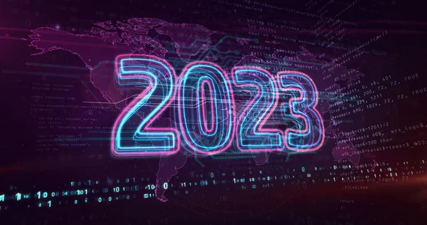 2023 Рік Нова Концепція Цифрового Дизайну Футуристична Абстрактна Ілюстрація Стиль — стокове фото