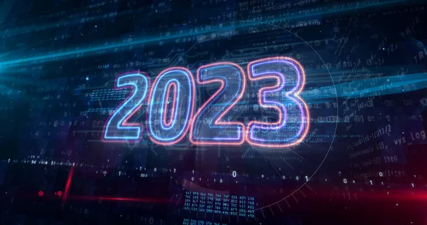 2023 Год Новая Концепция Цифрового Дизайна Футуристическая Абстрактная Иллюстрация Киберпространство — стоковое фото