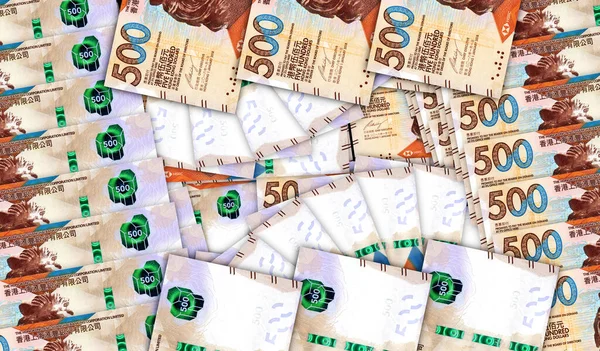 現金ファンモザイクパターンの香港ドル紙幣 500香港ドル紙幣 経済装飾デザインの抽象概念背景3Dイラスト — ストック写真