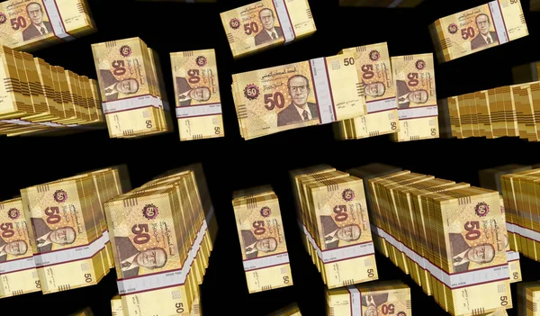 チュニジアのお金チュニジアのディナールのお金パック3Dイラスト Tndバンクノートバンドルスタック 経済危機 ビジネスの成功 負債の概念 — ストック写真