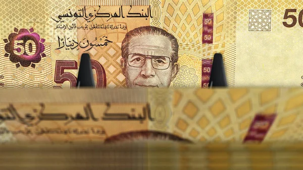 チュニジアのお金チュニジアのディナールのお金パック3Dイラスト Tndバンクノートバンドルスタック 経済危機 ビジネスの成功 負債の概念 — ストック写真