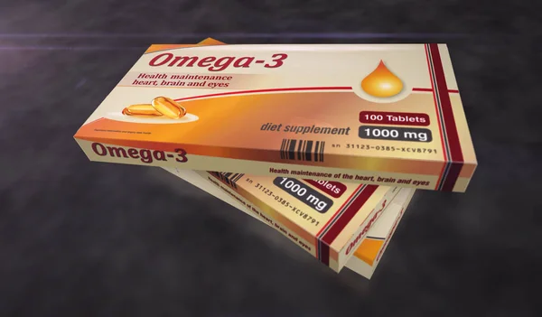 Línea Producción Cajas Aceite Omega Tabletas Nutrición Saludable Suplemento Dietético — Foto de Stock