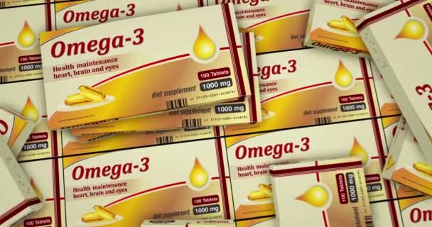 Производство Нефтяных Таблеток Omega Здоровое Питание Пищевые Добавки Таблетки Упаковки — стоковое видео