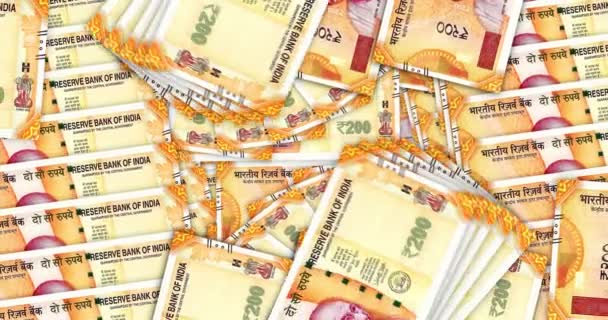 Banknoten Der Indischen Rupie Einer Mosaikschleife Aus Geldfächern Indische Rupie — Stockvideo
