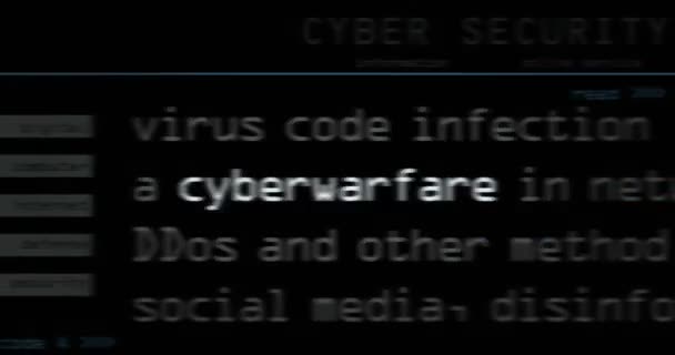 Overskriftsnyheter Internasjonale Medier Med Cyberwar Hacking Sikkerhetsbrudd Abstrakt Konsept Nyhetstittler – stockvideo