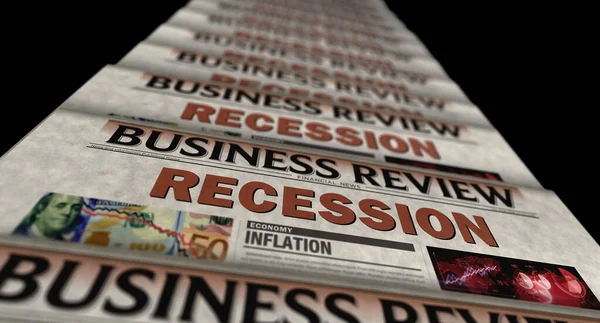 Récession Crise Économique Krach Économique Nouvelles Vintage Impression Journaux Concept — Photo