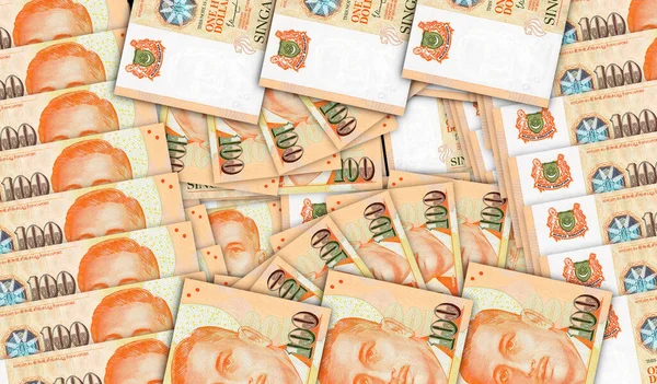 Billets Dollar Singapour Dans Motif Mosaïque Ventilateur Trésorerie 100 Billets — Photo