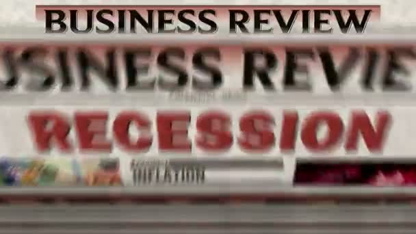 Recesión Crisis Económica Quiebra Negocios Prensa Diaria Impresión Periódicos Concepto — Vídeo de stock