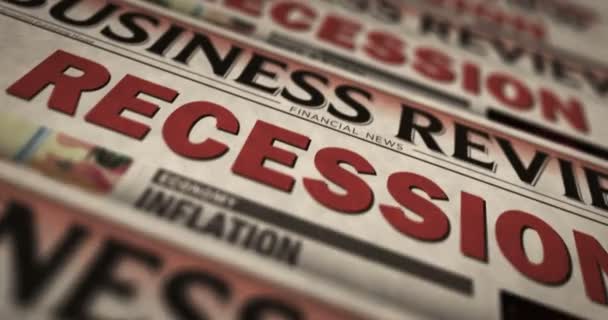 Recese Ekonomická Krize Obchodní Krach Tisku Novin Abstraktní Koncept Retro — Stock video