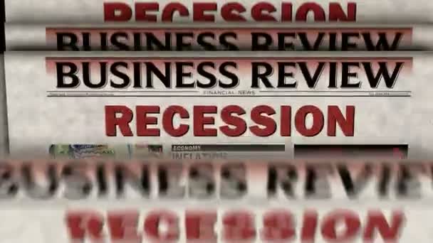 Recession Ekonomikris Och Affärskrasch Vintage Nyheter Och Tidningstryck Abstrakt Begrepp — Stockvideo