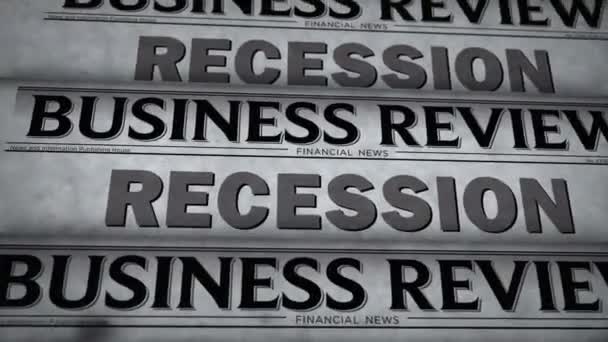 Recesión Crisis Económica Crisis Empresarial Noticias Vintage Impresión Periódicos Concepto — Vídeo de stock