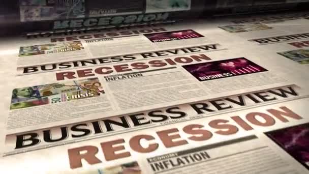 Рецесія Економічна Криза Бізнес Аварія Щоденного Друку Газет Абстрактна Концепція — стокове відео