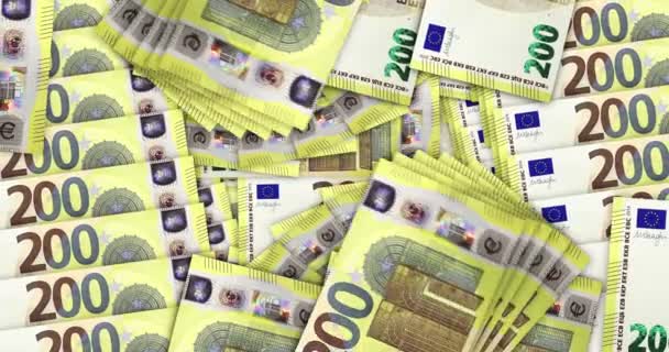 Банкноты Евро Цикле Мозаики Денежного Вентилятора Европейский Союз 200 Eur — стоковое видео