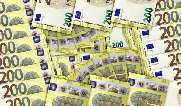 Eurosedlar Ett Kontantfanmosaikmönster Europeiska Unionens 200 Eurosedlar Sammanfattning Begreppet Bank — Stockfoto