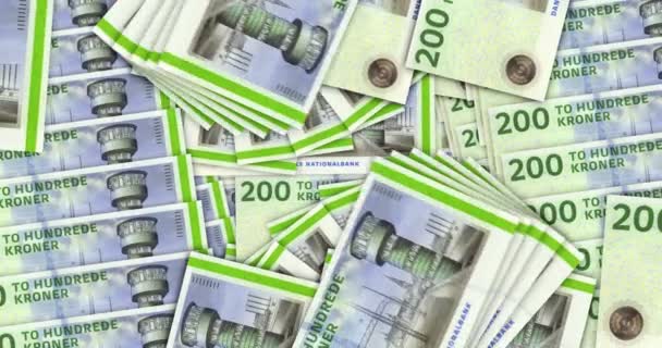 Dánské Korunové Bankovky Smyčce Mozaikovým Vzorem Dánsko 200 Dkk Poznámky — Stock video